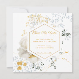 Carte Mariage Noël Hiver Floral Enregistrer la date