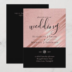 Carte Mariage noir Rose moderne