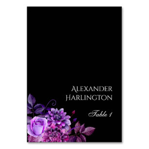 Carte mariage noire. Carte de lieu pourpre