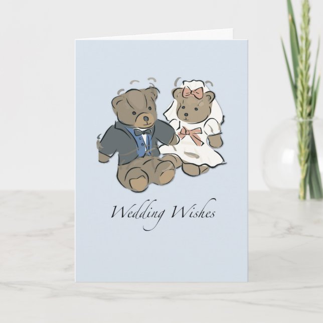Carte Mariage nounours Félicitations Mariée et Groo (Devant)