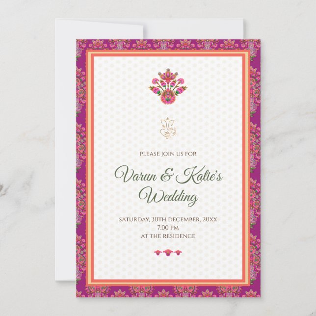 Carte Mariage numérique Desi et invitation au mari (Devant)