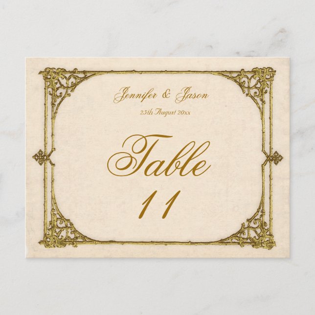 Carte mariage Numéro de table Antique / Cadre Vint (Devant)