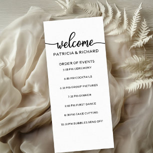 Carte Mariage Ordre des événements Chic noir et blanc