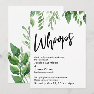 Carte Mariage Oups ajourée Watercolor Greenery