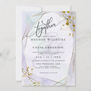 Carte MARIAGE Pale Lilac Seafoam Green Gold Jaspé