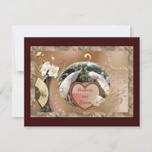 Carte Mariage Paon Blanc