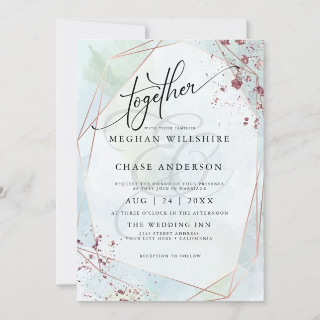 Carte MARIAGE | Pastel Dusty Blue Sage Jaspé (Devant)