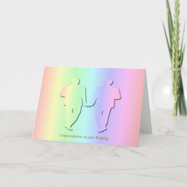 Carte Mariage Pastel Rainbow pour Hommes Gays (Devant)