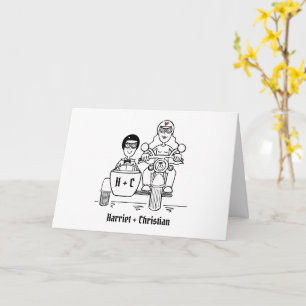 Carte Mariage personnalisé moto et side-car