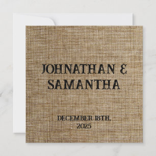 Carte Mariage personnalisé rustique burlap motif nature