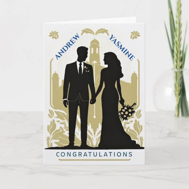 Carte Mariage personnalisé Silhouette mariée (Devant)