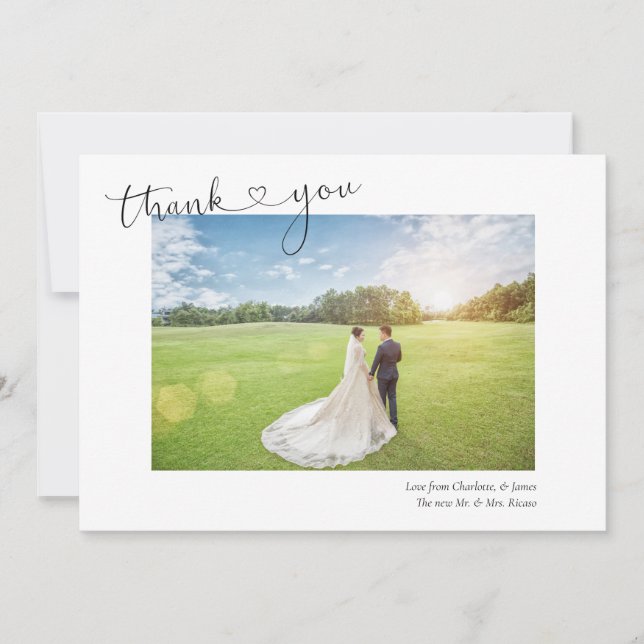 Carte Mariage personnalisée Merci Heart (Devant)