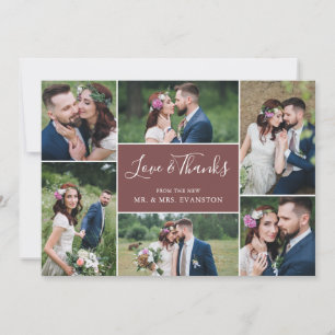Carte Mariage photo Collage Merci plat  Brick