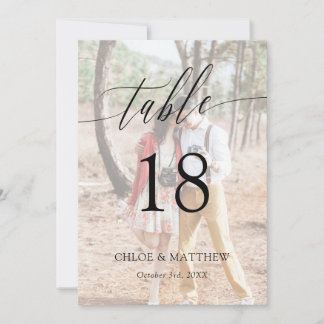 Carte Mariage photo de calligraphie délicate Numéro de t