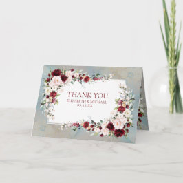 Carte Mariage photo floral bleu ciel de Bourgogne