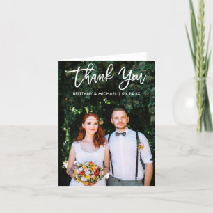 Carte Mariage photo Merci de script moderne W Note