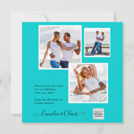 Carte Mariage PHOTO moderne Inviter QR CODE RSVP TURQUOI