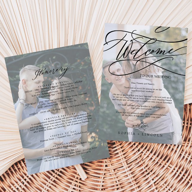 Carte Mariage photo romantique Bienvenue Lettre & Itinér (Créateur téléchargé)