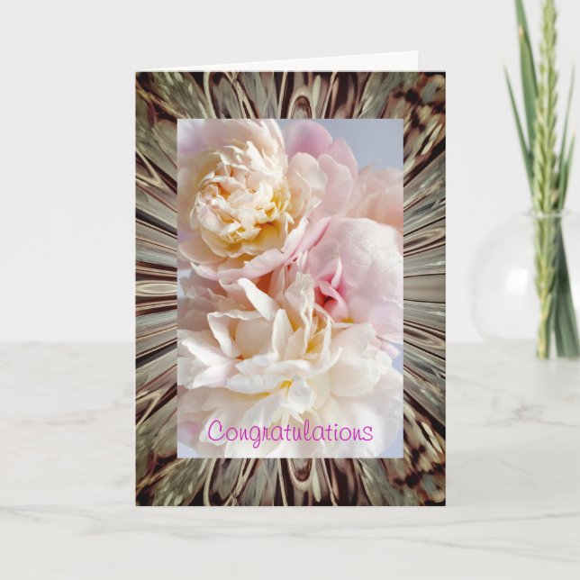 Carte Mariage Pink Peonies (Devant)