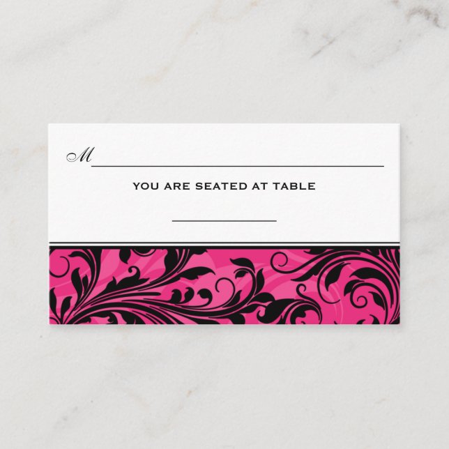 Carte Mariage Place Pink Black (Devant)
