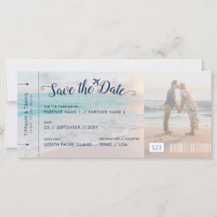 Carte Mariage plage Enregistrer le billet de la date