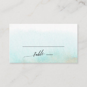 Carte Mariage plat Aqua et Gold Watercolor