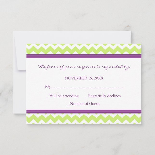 Carte Mariage Plum Green Chevron RSVP (Devant)