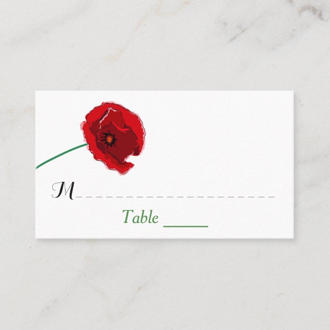 Carte mariage | Poppies rouges | Noir, Vert (Devant)