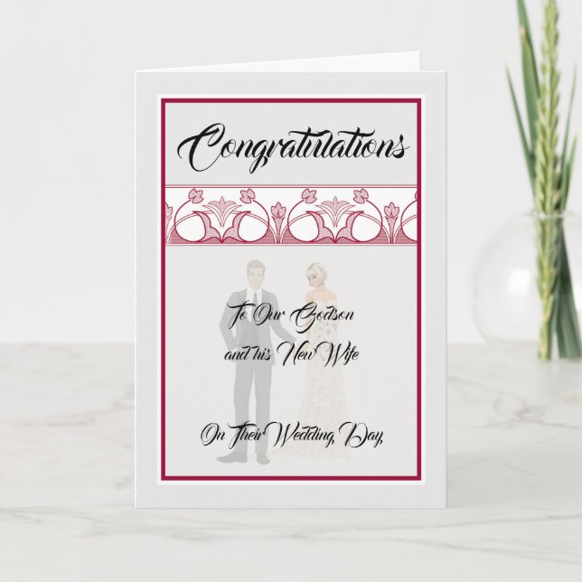 Carte mariage pour Godson & New Wife (Devant)