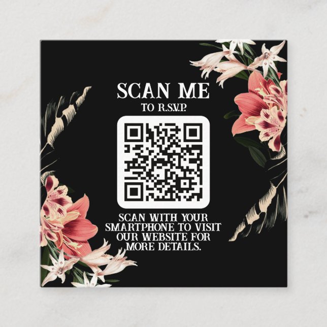Carte Mariage QR Code foncé et Moody (Devant)