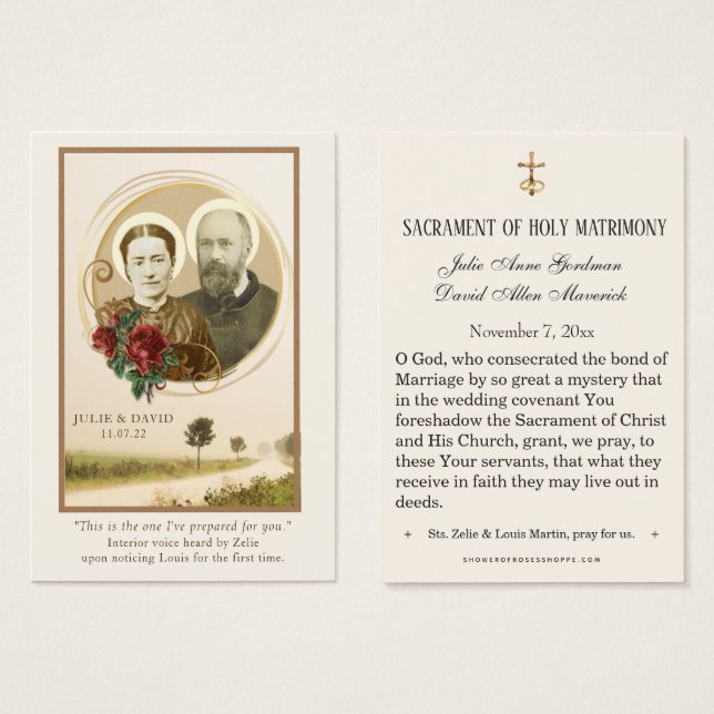 Carte Mariage Red Roses St. Zelie & Louis Martin (Devant & derrière)