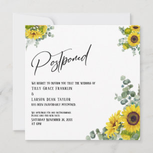 Carte Mariage reportée Eucalyptus Sunflower