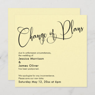 Carte Mariage reportée Pale Yellow Change Plans