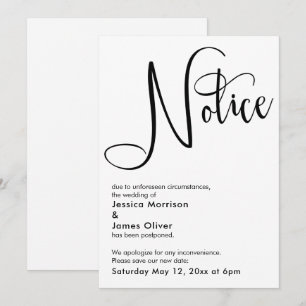 Carte Mariage reportée simple et élégante