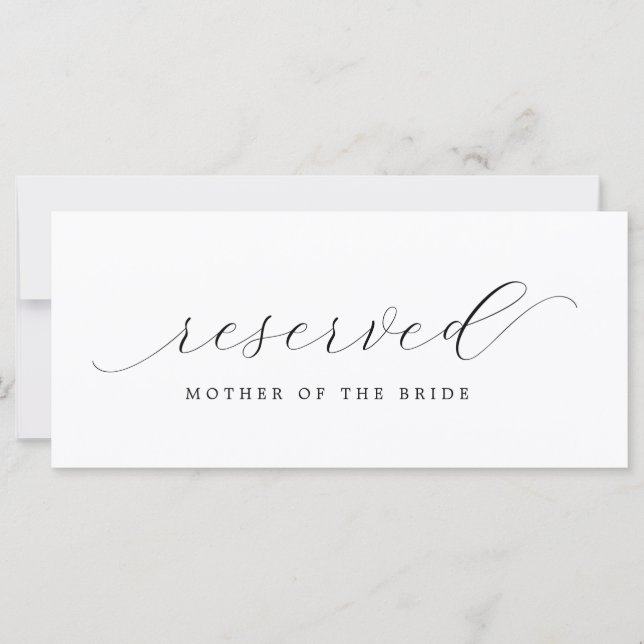 Carte Mariage Réservé Chaise Signer | Mère de la mariée (Devant)