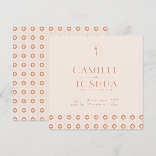 Carte Mariage rétro à Palm Spring (Devant / Derrière)