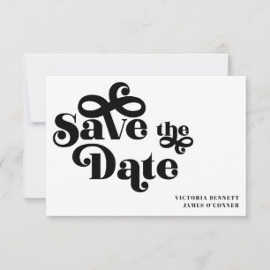 Carte Mariage Rétro Typographie Années 70 Enregistrez la