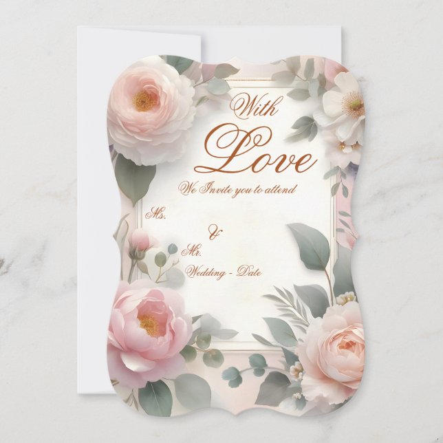 Carte Mariage romantique dans le jardin (Devant)
