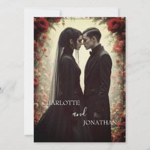 Carte Mariage romantique dans l'élégance noire