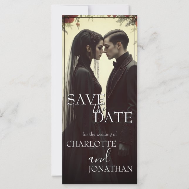 Carte Mariage romantique dans l'élégance noire (Devant)