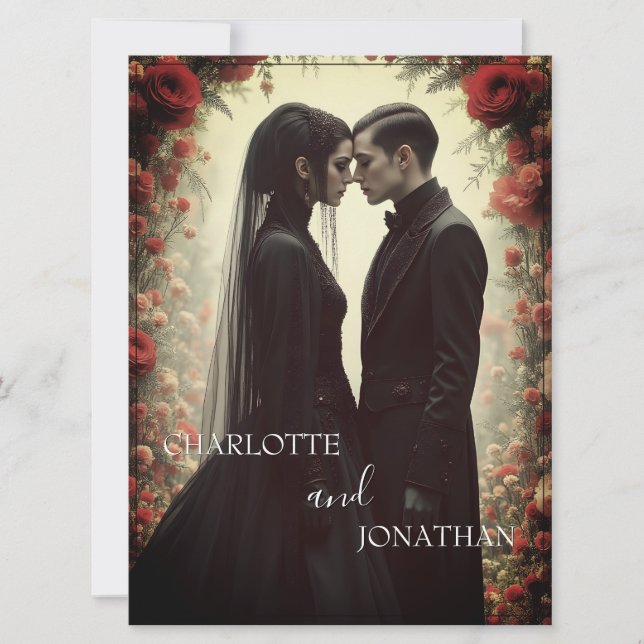 Carte Mariage romantique dans l'élégance noire (Devant)