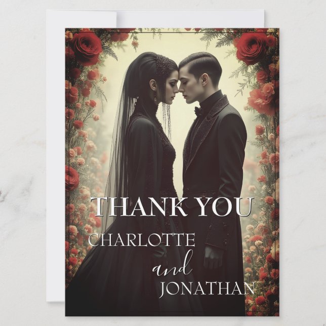 Carte Mariage romantique en Elégance noire (Devant)