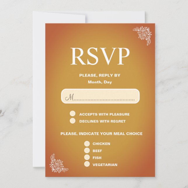 Carte Mariage romantique en terre cuite moderne RSVP (Devant)