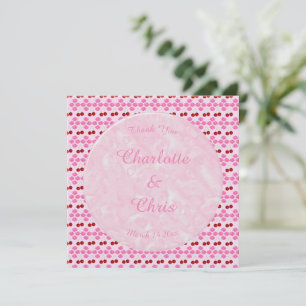 Carte Mariage rose Printemps Cerisiers en fleurs et ceri