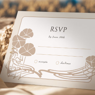 Carte Mariage RSVP à crème botanique chic