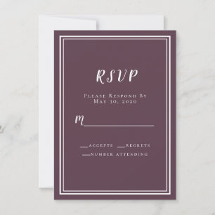 Carte Mariage RSVP Cassis Purple Simple Chic Minimaliste