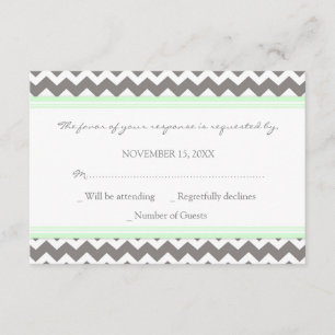 Carte Mariage RSVP Chevron Monnaie Grise