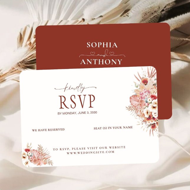 Carte Mariage RSVP couleur Floral QR Code (Créateur téléchargé)