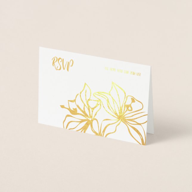 Carte mariage RSVP feuille de golf fleurs de lys (Devant)