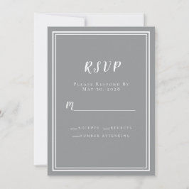 Carte Mariage RSVP Gris Blanc Simple Moderne Minimaliste